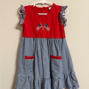 Red and Blue Striped Kids Dress
